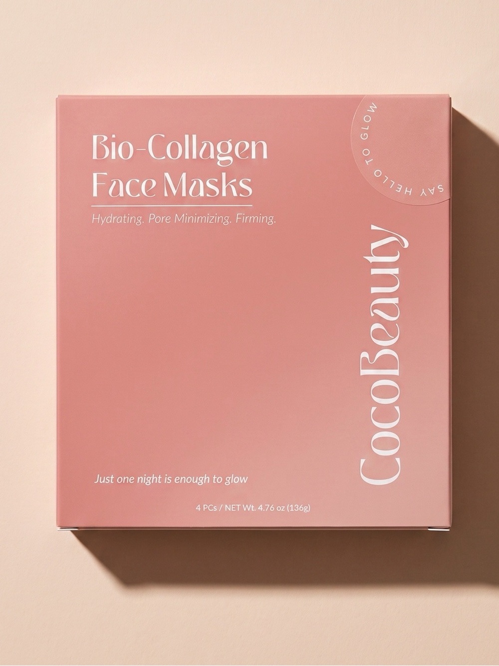 CocoBeauty Bio-Collagen Face Masks 4 Pack Hydrating Firming Pore Minimizing